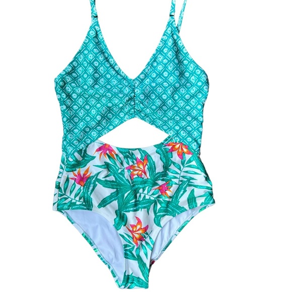 Minkpink Green Panama Palms Peekaboo One Piece Bikini Size XS - Picture 9 of 13